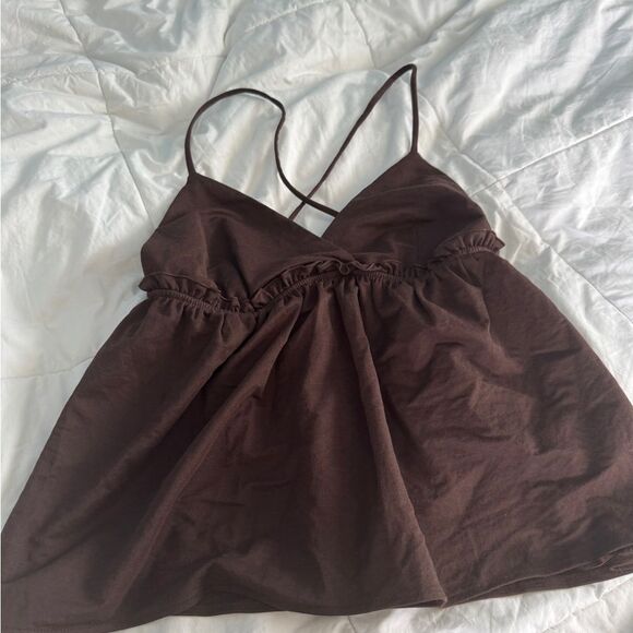 Primark Brown Babydoll Tank Top XS – Criss-Cross Back - Picture 9 of 10